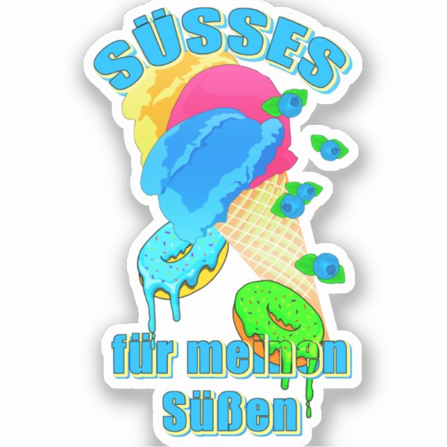 SÜSSES für meinen Süßen Eis Donut Blaubeeren Aufkleber (Vorderseite)