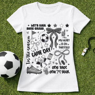 Süßes Fußball-Spieltag-Bow-Coquette-Collage T-Shirt