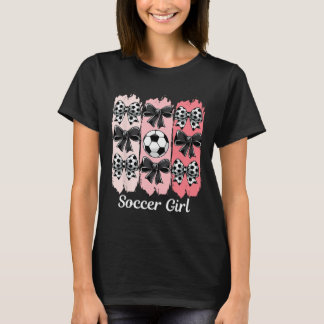 Süßes Fußballmädchen Kokette Schleife Fußballmädch T-Shirt