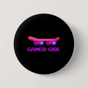 Süßes Gamer-Mädchen-Geschenk 8-Bit Skateboarding V Button
