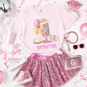 Süßes Geburtstagsmädchen Florale Kuchenparty T-Shirt