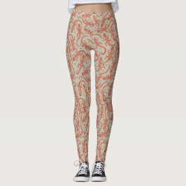 Süßes Gecko-Echsen-Muster in Terrakotta und Beige Leggings