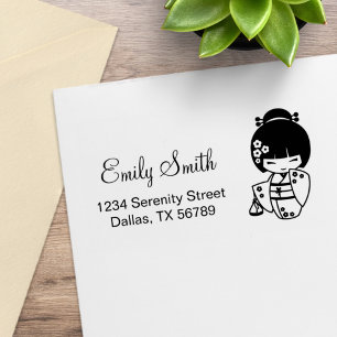 Süßes Geisha-Mädchen Adresse Gummistempel