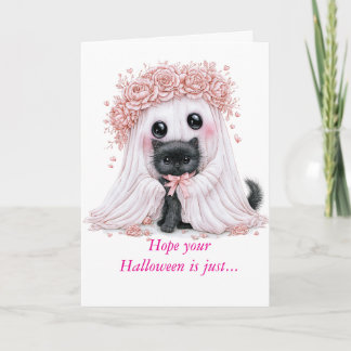 Süßes Geist- und Kätzchen-Halloween-Karte Karte