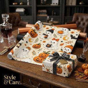 Süßes Geist- und Kürbis-Halloween-Muster Geschenkpapier