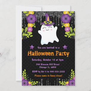Süßes Geister-Blumen-Halloween-Party Einladung