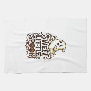 Süßes Geister Halloween Vintage Gruseliges Shirt_1 Geschirrtuch