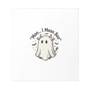 Süßes Geisterkuh Halloween Moo ich meine Boo Shirt Notizblock