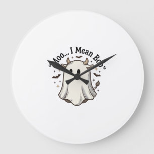 Süßes Geistkuh Halloween Muh Ich meine Boo Shirt D Große Wanduhr