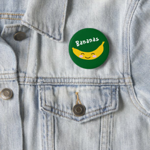 Süßes gelbes Kawaii-Lächeln-Bananen-Fruchtsdesign Button