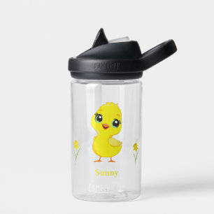 Süßes gelbes Küken und Blumen Trinkflasche