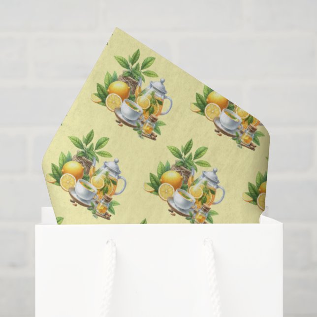 Süßes gemustertes Zitronentee-Muster  Seidenpapier (Geschenktüte)