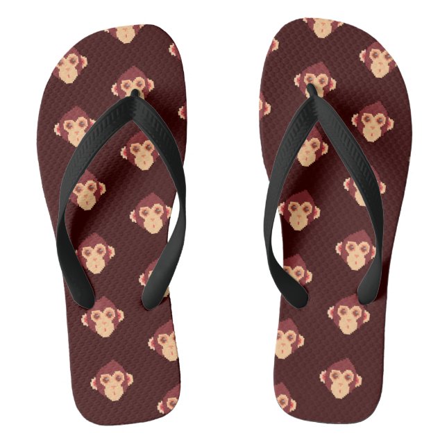 Süßes, gepixeltes Affengesicht Flip Flops (Fußbett)