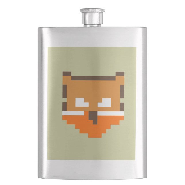 Süßes gepixeltes Fuchsgesicht Flachmann (Vorderseite)