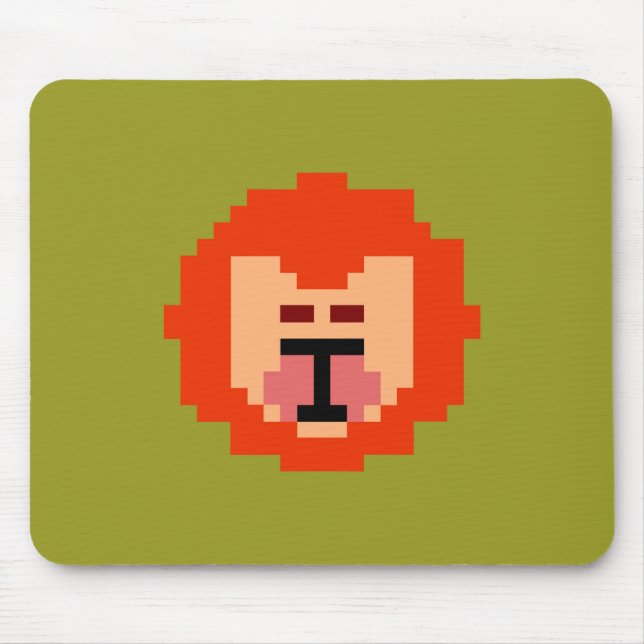 Süßes gepixeltes Löwengesicht  Mousepad (Vorne)
