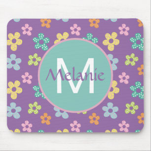 Süßes gepunktetes Blumenmuster Lila Personalisiert Mousepad