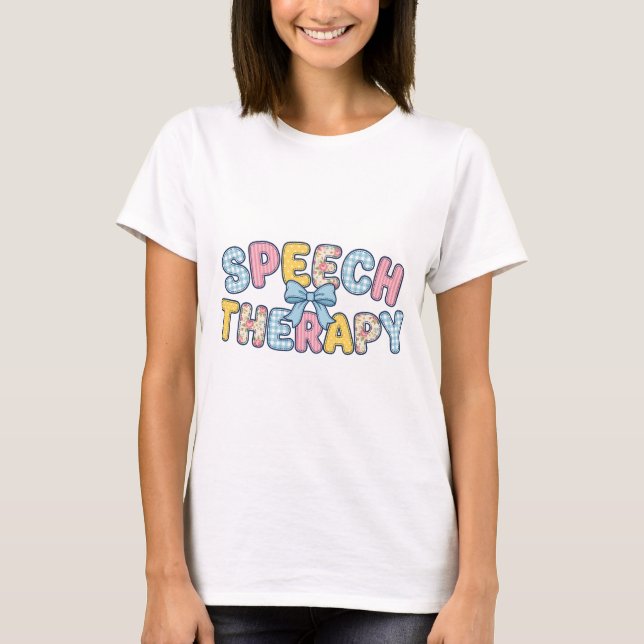 Süßes Geschenk für Sprachtherapeutin mit Patchwork T-Shirt (Vorderseite)
