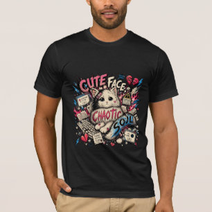 SÜßES GESICHT, CHAOTISCHE SEELE – Süße Katze Y2K C T-Shirt