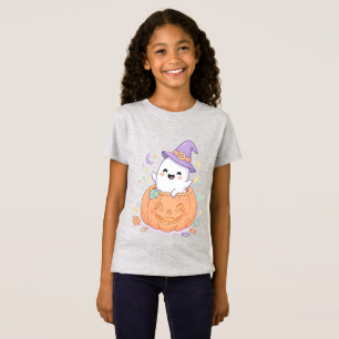 Süßes Gespenst in Kürbis Halloween Kinder T-Shirt