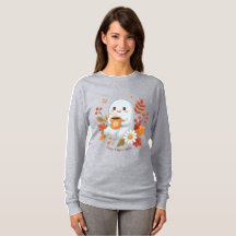 Süßes Gespenst trinkt Kaffee T-Shirt - Cozy Vibes 