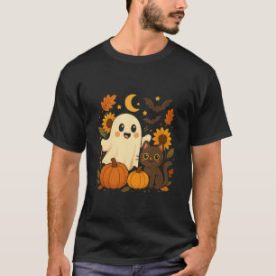 Süßes Gespenst und Katze Halloween Herbst Design T-Shirt