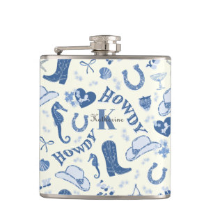 Süßes, girly, maritimes Cowgirl-Name-Monogramm Flachmann