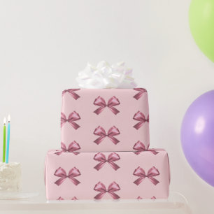Süßes, girly, rosa Satin-Ästhetik-Schleife Geschenkpapier