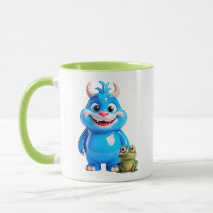 Süßes, glänzendes, blaues Monster-Frosch-Freund-Ch Tasse
