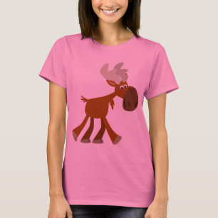 Süßes glückliches Cartoon-Elch-Frauen-T-Shirt T-Shirt