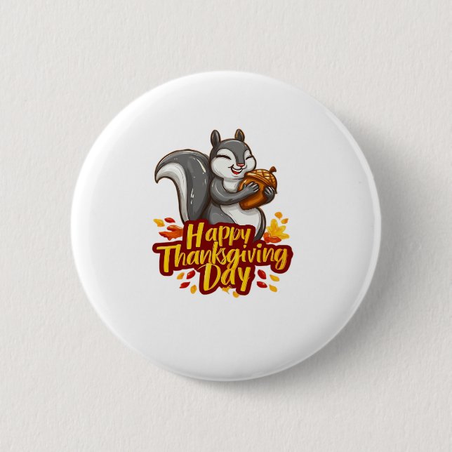 Süßes glückliches Erntedankfest Eichhörnchen Class Button (Vorderseite)