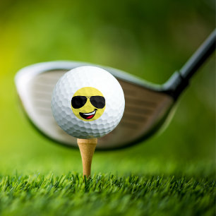 Süßes glückliches Gesicht & Pilotenbrille, Lustig Golfball
