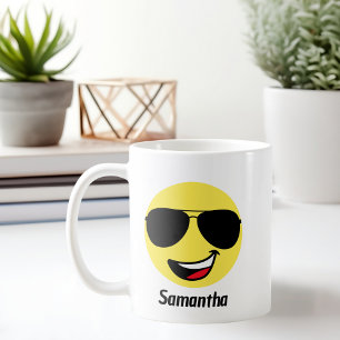 Süßes glückliches Gesicht & Pilotenbrille, Lustig Kaffeetasse