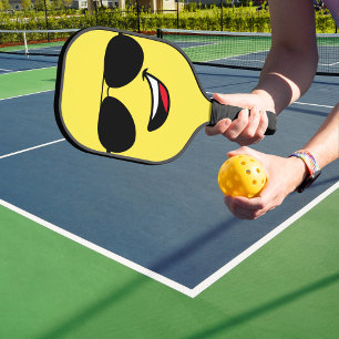 Süßes glückliches Gesicht & Pilotenbrille, Lustig Pickleball Schläger