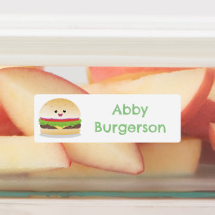 Süßes glückliches Kawaii-Hamburger-Cartoon persona Etiketten