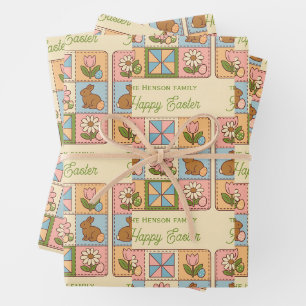 Süßes glückliches Osterhasen-Quiltmuster  Geschenkpapier Set