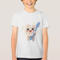 Süßes glückliches Zahn-T-Shirt mit Zahnbürste