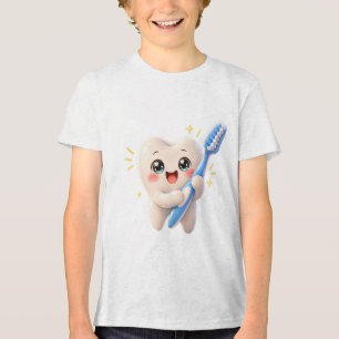 Süßes glückliches Zahn-T-Shirt mit Zahnbürste Tri-Blend Shirt
