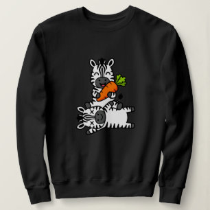 Süßes glückliches Zebra mit Karotten-Cartoon-Spaß- Sweatshirt