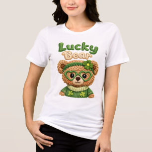 Süßes Glücksbär-Shirt für Frauen 🍀 Tri-Blend Shirt