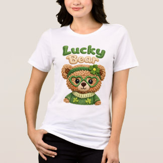 Süßes Glücksbär-Shirt für Frauen 🍀 Tri-Blend Shirt