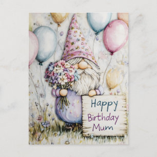 Süßes Gnom-Birthday-Design für Mama Postkarte