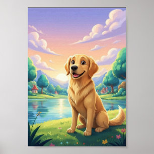 Süßes Golden Retriever Welpen Märchenposter Poster