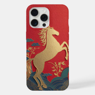 Süßes Goldpferd Japanischer roter Elefant stilvoll iPhone 15 Pro Max Hülle