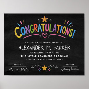 Süßes Gratulations-Farbiges Zertifikat für Kinder Poster