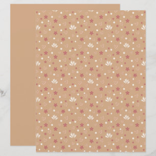 Süßes Grau Orange Gemustertes Scrapbook Papier