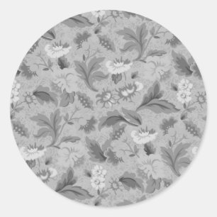 Süßes graues Blumenmuster Runder Aufkleber