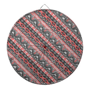 Süßes graues rotes Azteken-Musterdesign Dartscheibe