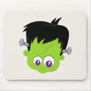 Süßes grünes Frankenstein-Monster-Gesicht Hallowee Mousepad