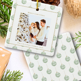 Süßes grünes Gingham-Karo-Design mit individuellem Keramikornament