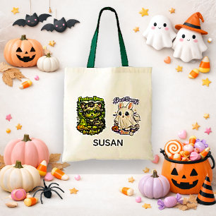 Süßes grünes Kawaii-Franken-Kätzchen-Süßes-oder-Sa Tragetasche